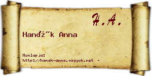 Hanák Anna névjegykártya