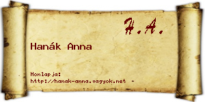 Hanák Anna névjegykártya