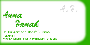 anna hanak business card